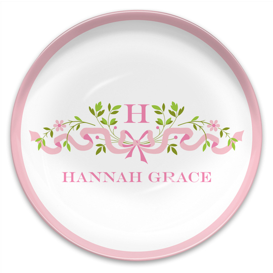 Pink Ribbon Children's Melamine Plate